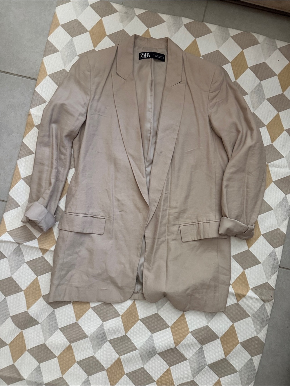 ZARA Beige Relaxed-Fit Women's Blazer